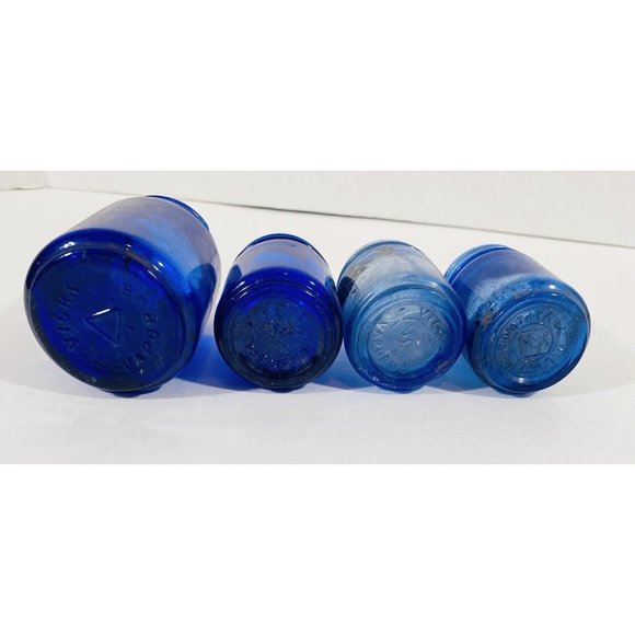 Vicks Art Antique Cobalt Blue Glass Vicks Vaporub Bottles Medicine